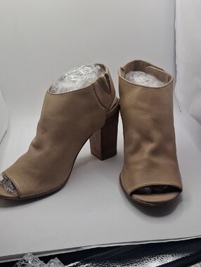 Matisse Tan Peep-Toe Block Heel Booties